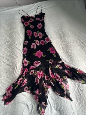 Y2K Vintage Sleeveless Silk Beaded Cache Maxi Dress US Size 8